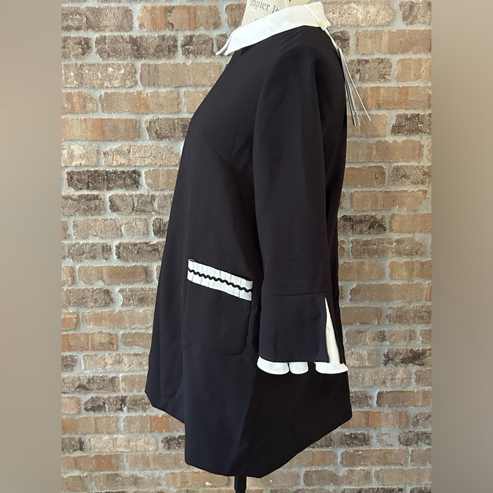 New Havva Peter Pan Collar Black White Baby Doll Dress Wednesday Beetlejuice S — image 2 of 8